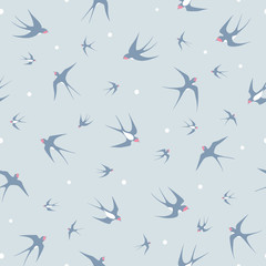 Seamless pattern with flying swallows