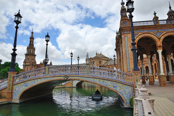 Naklejka premium Seville, Spain - May 25, 2018: Plaza de España in Seville.