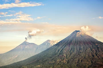Tuinposter Volcanoes Fuego (active), Acatenango and Agua, View from Pacaya, Guatemala © Ingo Bartussek