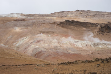 Fumarolen-Landschaft im Geothermalgebiet Námaskarð – Hverir / Nord-Island