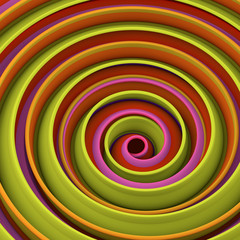 Yellow twisted spiral shape abstract 3D render