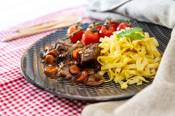 Home made Beef Bourguignon with Tagliatelle