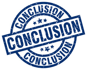 conclusion blue round grunge stamp