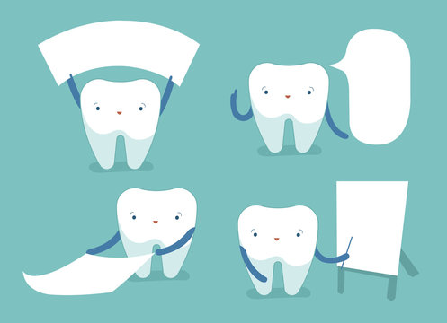 Tooth and text box of dental vector concept.