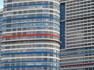The texture of the building. Bottom view of modern skyscrapers in business district. bright skyscraper. 