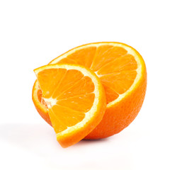 fresh orange fruit on white background isolate.