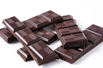 Chocolate bars isolated on white background