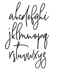 Ballpen handwritten vector alphabet. Modern calligraphy, lowercase letters. Vector illustration