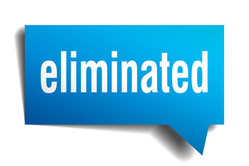 eliminated blue 3d speech bubble