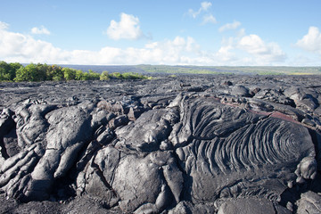 Black Lava Rock Flow on Big Island Hawaii