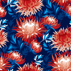 Fototapeta na wymiar Abstract chrysanthemum floral seamless pattern