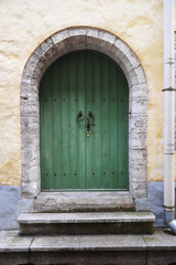 Old wooden door in old town