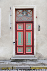 Old wooden door in old town