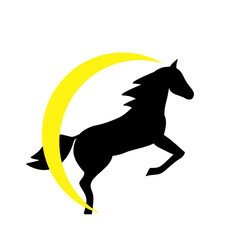 Running horse black silhouette