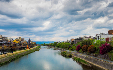 Fototapeta na wymiar Kamogawa river Kyoto City