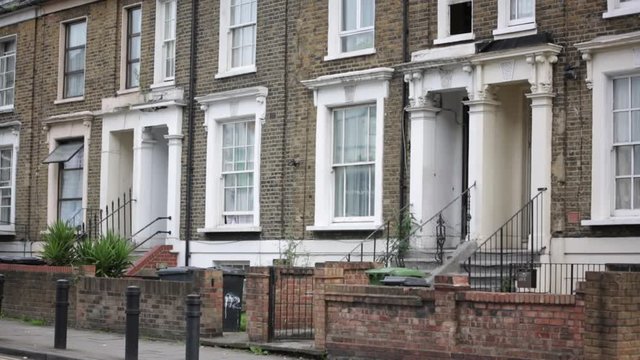 Typical large terrace houses in London, typical street England