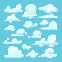 White clouds cartoon set