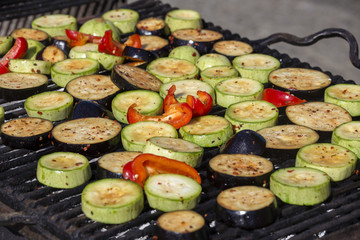Background of grilled vegetables , close up