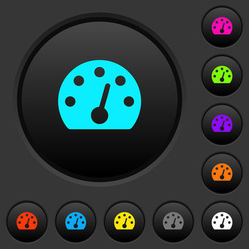 Dashboard dark push buttons with color icons