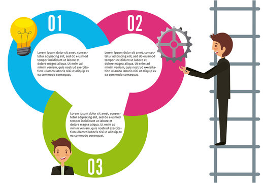 Blue Pink Green Circular Workflow Business Infographic Layout