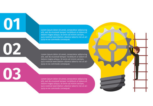 Blue Pink Gray Business Infographic Lightbulb Gears Planners Layout