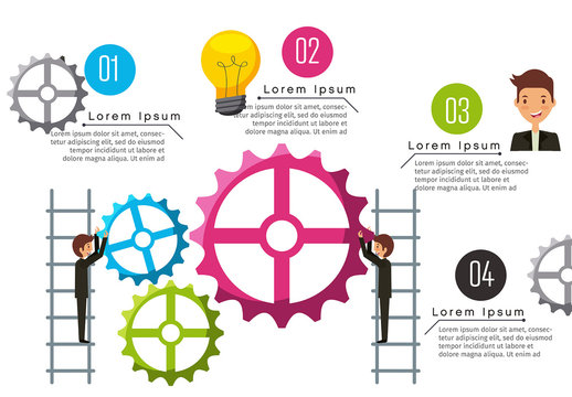 Colorful Business Process Infographic Gear Elements Layout