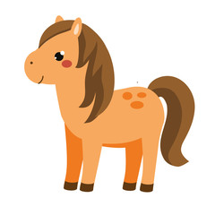 Cute horse. Cartoon farm animal isolated on white