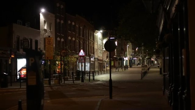 High street in England at night: Gloucester at night