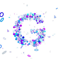 Alphabet letter G uppercase. Funny font made of blue balls. 3D render isolated on white background.