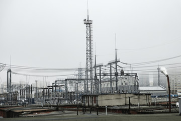 power line at the power substation