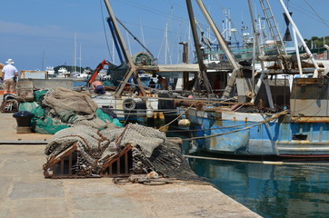 Stare kutry rybackie w marinie, Chorwacja, Umag - obrazy, fototapety, plakaty
