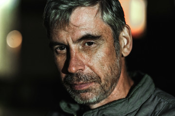 portrait of brutal man with expressive emotion