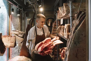 Fotobehang Butcher working in the Madrid city © karrastock