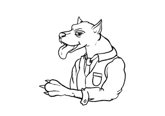 A big dog wearing a business suit. Vector illustration