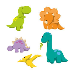 Estores personalizados con tu foto Dinosaur icons in flat style for designing dino party, children holiday, dinosaurus related materials