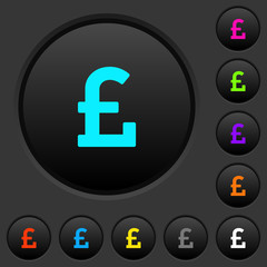 Pound sign dark push buttons with color icons
