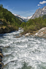 River in the valley, spring season