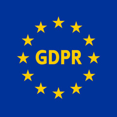 General Data Protection Regulation. EU flag with GDPR label. Vector illustration.