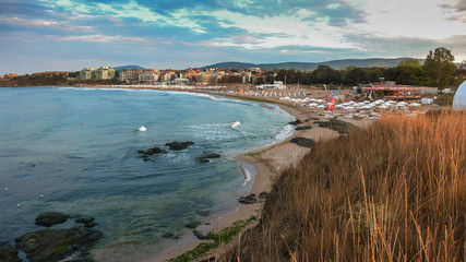 Amazing Sunset Seascape of the coastline of Lozenets, Burgas region, Bulgaria