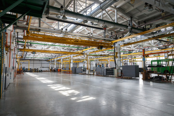 Factory workshop interior and machines