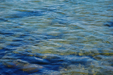 the blue ocean with dull clouds on a lovely sunny day