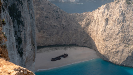 shipwreck on a beach of Greek island