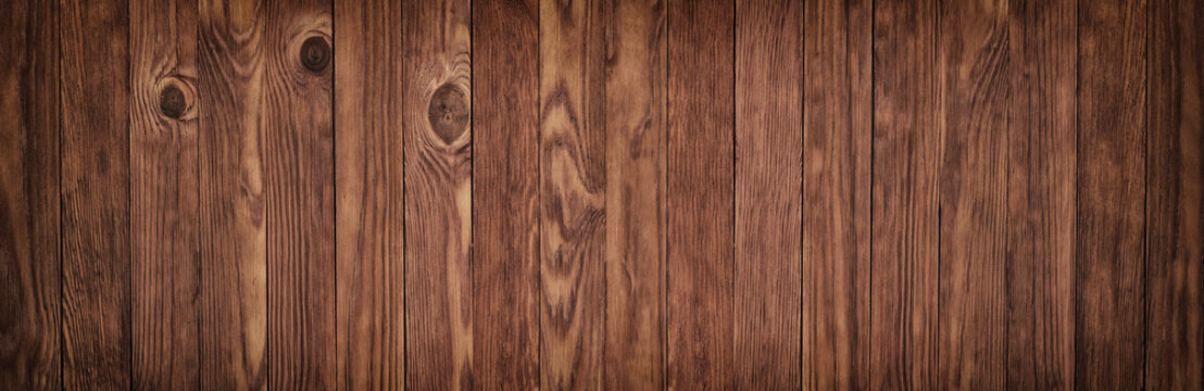 Panorama of wooden boards, background of wood texture