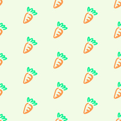Carrot seamless pattern on green background. Vegetables seamless pattern. Minimalistic pattern