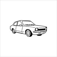 Car icon. Vector Illustration. White color