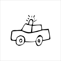 Police Car icon. Vector Art Illustration. White color