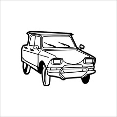 Car icon. Vector Illustration. White color