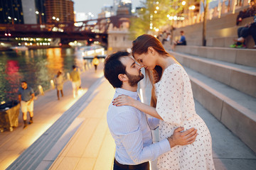 elegant couple in a city