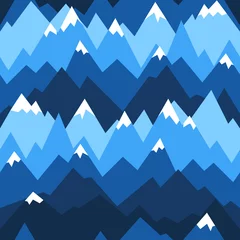 Fotobehang Bergen Blauwe bergen naadloze patroon. Vectorachtergrond voor wandelen en openluchtconcept.