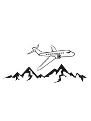 berge alpen linienflugzeug flugzeug fliegen pilot urlaub reisen flug jumbojet groß design cool clipart